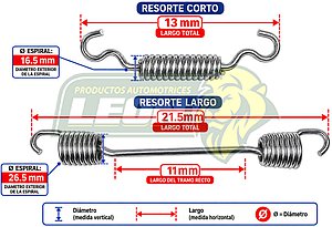 KIT DE RESORTES PARA FRENOS DE ZAPATAS TRACTOCAMION VARIOS (JGO. c/2 pzas.)