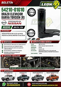 BRAZO ELEVADOR BARRA TORSION (R) NISSAN NP300 4x2 09-15, D21 4x2 94-08, FRONTIER 4x2 98-04, FRONTIER TDI 4x2 98-04