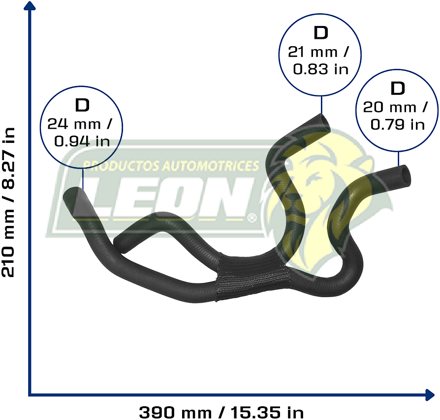 MANGUERA CALEFACCION VW GOLF A4 1.8L 00-06, JETTA  A4 1.8L 00-05, AUDI TT L4 1.8L 00-06, TT QUATTRO L4 1.8L 00-02 (ENTRADA-SALIDA, S/CONECTORES) (1J0121156AG, 1J0121156AT, 1J0121156AN) Ø: 18 mm, L: 200x350 mm