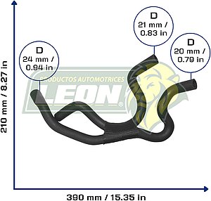 MANGUERA CALEFACCION VW GOLF A4 1.8L 00-06, JETTA  A4 1.8L 00-05, AUDI TT L4 1.8L 00-06, TT QUATTRO L4 1.8L 00-02 (ENTRADA-SALIDA, S/CONECTORES) (1J0121156AG, 1J0121156AT, 1J0121156AN) Ø: 18 mm, L: 200x350 mm