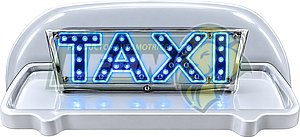COPETE TAXI TRANSPARENTE DOBLE VISTA c/IMAN Y LUZ LED (28 LEDS POR LADO) (ESPECIFICAR COLOR ROJO, BLANCO O AZUL)