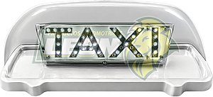 COPETE TAXI TRANSPARENTE DOBLE VISTA c/IMAN Y LUZ LED (28 LEDS POR LADO) (ESPECIFICAR COLOR ROJO, BLANCO O AZUL)