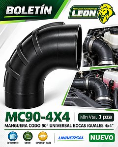 MANGUERA CODO 90° UNIVERSAL BOCAS IGUALES 4x4”