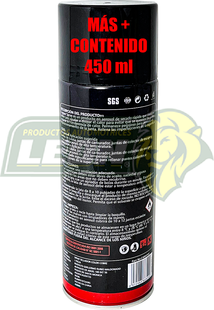 SELLADOR FORMADOR DE JUNTAS COBRIZADO SPRAY 450 ml.