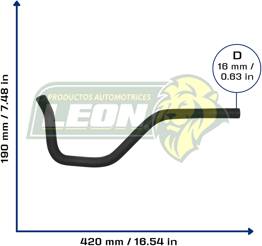 MANGUERA CALEFACCION G.M. CAVALIER L4 2.2L 03-05, BLAZER V6 4.6L 96-05, GMC JIMMY V6 4.3L 96-05, SONOMA V6 4.3L 96-04, PONTIAC GRAND AM L4 2.2L 02-05, SUNFIRE L4 2.2L 02-05, OLDSMOBILE ALERO L4 2.2L 03-04, BRAVADA V6 4.3L 96-01, ISUZU HOMBRE V6 4.3L 97-00 (VALVULA A MOTOR) (15978377, 22727136) Ø: 18 mm, L: 160x440 mm, LONGITUD 630 mm