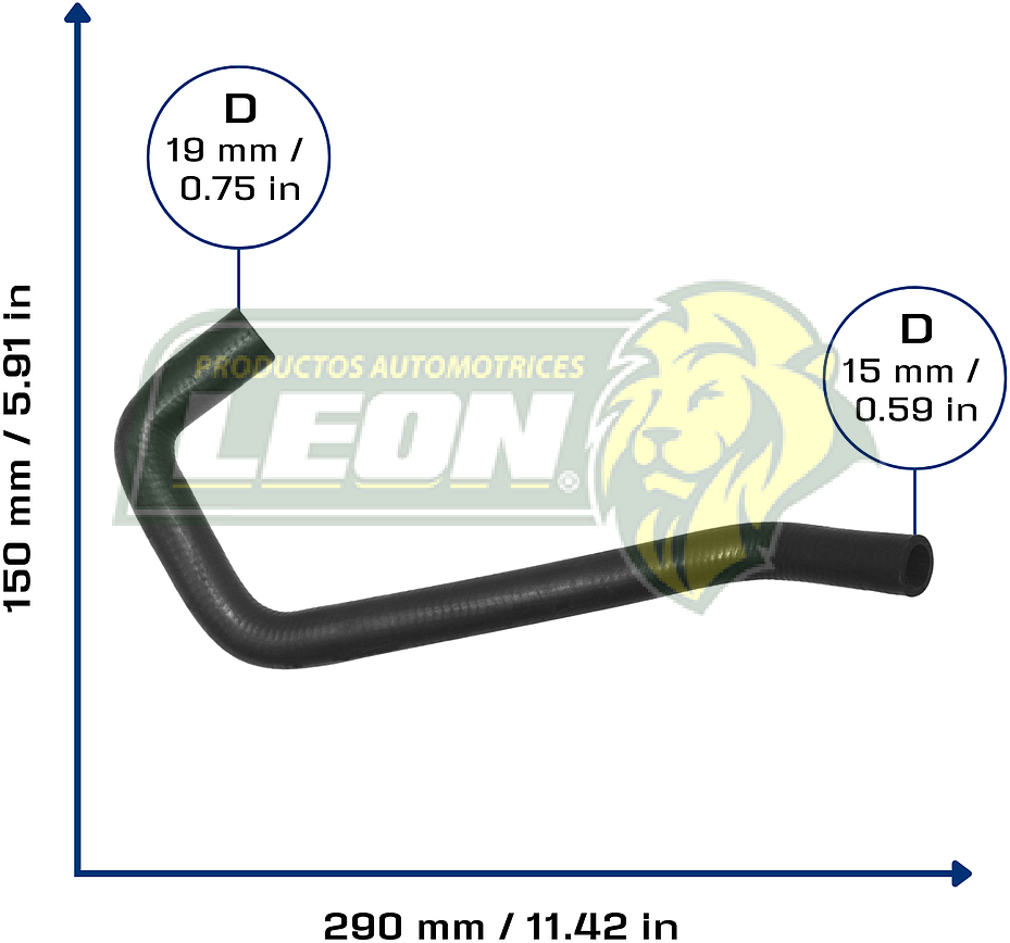 MANGUERA CALEFACCION VW POINTER L4 1.8L 98-10 (SALIDA) (377819375C) LARGO: Ø: 16x19 mm, L: 150x280 mm, LONGITUD: 480 mm
