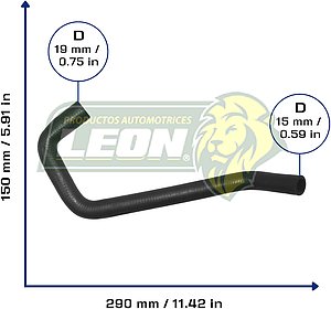 MANGUERA CALEFACCION VW POINTER L4 1.8L 98-10 (SALIDA) (377819375C) LARGO: Ø: 16x19 mm, L: 150x280 mm, LONGITUD: 480 mm