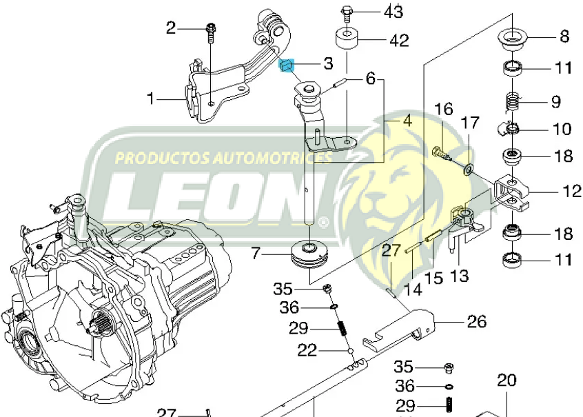BUJE HORQUILLA CLUTCH G.M. AVEO 09-14, SPARK 11-19, PONTIAC MATIZ 98-09  (P/CABLE SELECTOR CAMBIOS) GM GENUINE PARTS