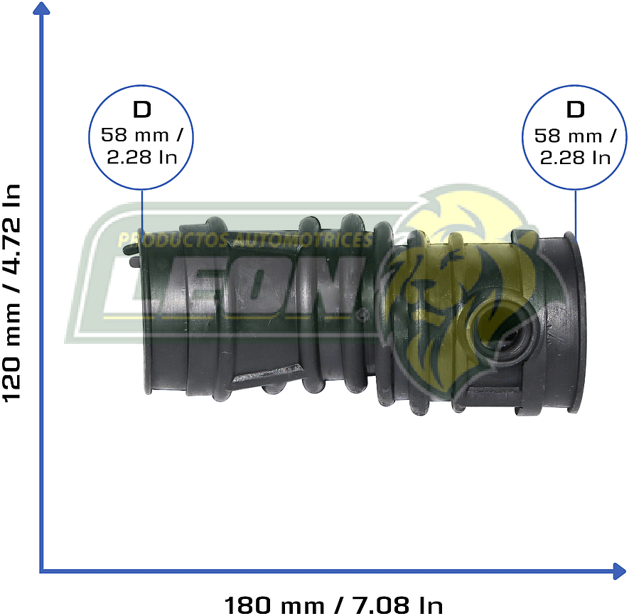 MANGUERA TOMA DE AIRE G.M. L4 1.6L CHEVY, MONZA 94-13 C/ENTRADA P/SENSOR (STAR 6233,  90466213, 93335518, 90411727, ML-4686)