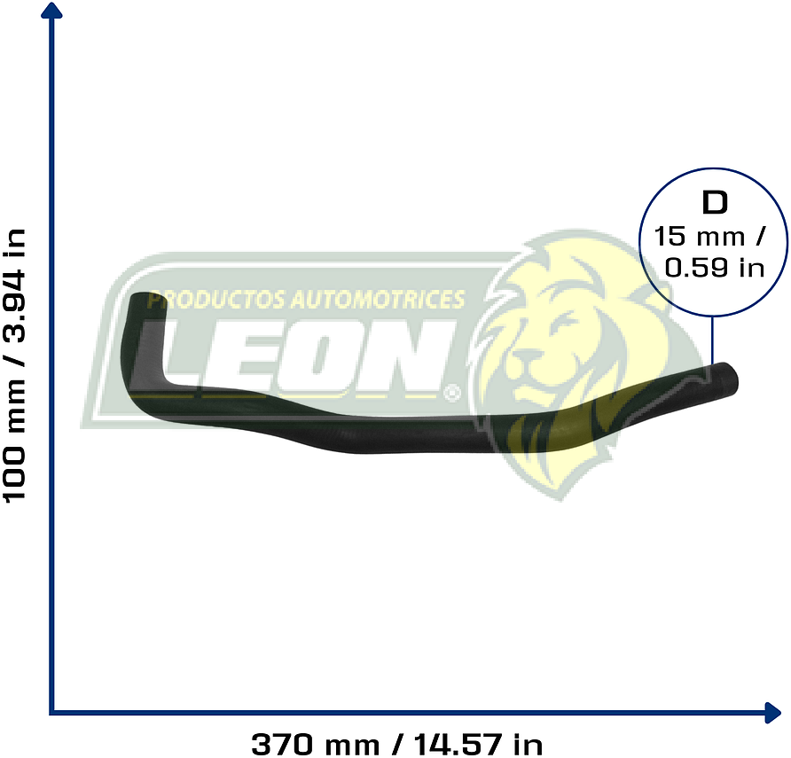 MANGUERA REFRIG. VW GOLF A3 L4 1.8L 93-95, JETTA A3 L4 1.8 1996, CABRIO L4 2.0L 1995 M. BENZ L4 2.0 1996 (A DEPOSITO DE ANTICONGELANTE) (1H0121109A) Ø: 15 mm, L: 100x350 mm, LONGITUD: 450 mm