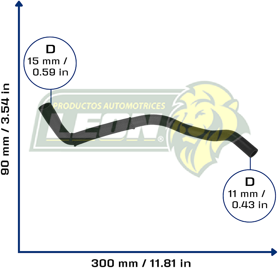 MANGUERA REFRIG. VW BORA L5 2.5L 06-10, GOLF A6 L5 2.5L 10-15, JETTA A6 L5 2.5L 11-18 (A DEPOSITO DE ANTICONGELANTE) (1KM122109A) Ø: 16 mm, L: 100x330 mm, LONGITUD: 420 mm