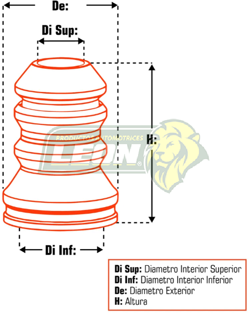 GOMA REBOTE AMORTIGUADOR G.M. SPARK 11-21 “TRASERO” ØI SUP: 17.21 mm, ØI INF: 15.91 mm, ØE: 49.83 mm, H: 91.15 mm (REBSPATR) NARANJA