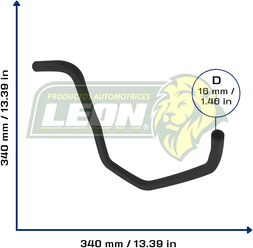 MANGUERA CALEFACTOR FORD FOCUS L4 2.0L 00-03 (A CONECTOR) (1136604, 98AB18K579FH, 98AB18K579FJ, 98AB18K579FK) Ø: 17 mm, L: 350x320 mm, LONGITUD: 85 mm