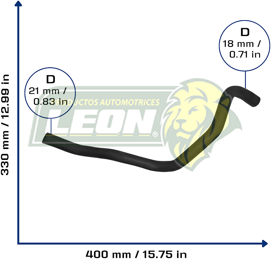 MANGUERA CALEFACTOR FORD FOCUS L4 2.0L 12-18 (R) (1720061) Ø: 740 mm, L: 280x450 mm, LONGITUD: 740 mm