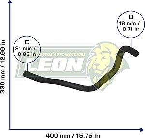 MANGUERA CALEFACTOR FORD FOCUS L4 2.0L 12-18 (R) (1720061) Ø: 740 mm, L: 280x450 mm, LONGITUD: 740 mm