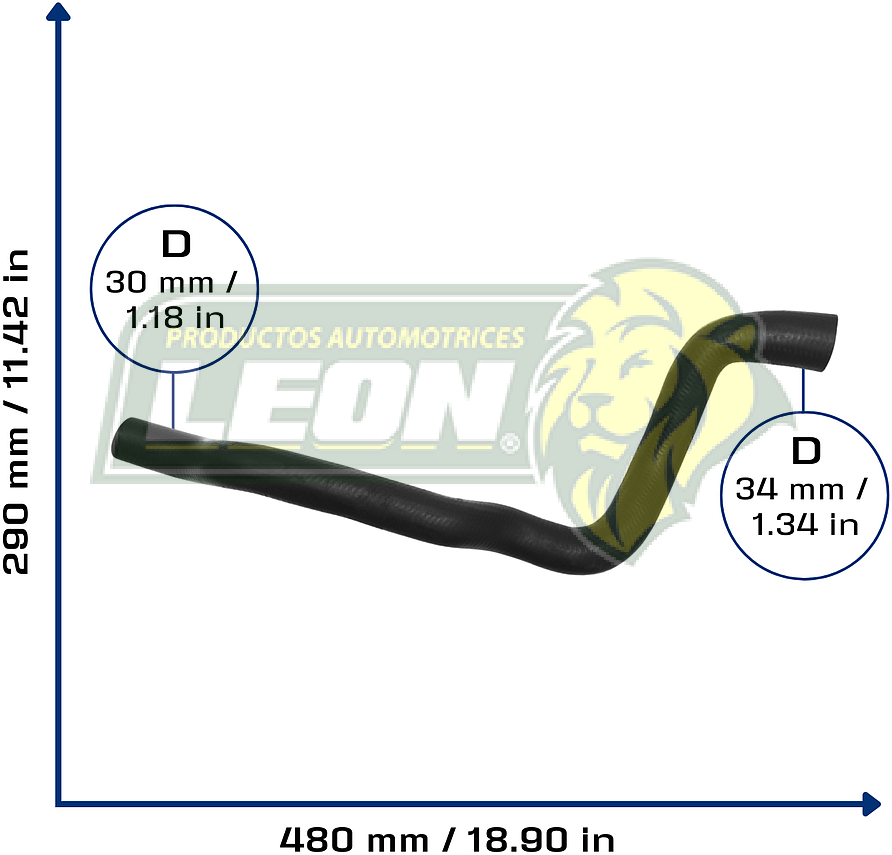 MANGUERA RAD. INF. VW EUROVAN L5 2.5L 01-05 (S/AA, CARROCERIA LARGA) (7D0121049AQ) Ø: 30 mmx35 mm, L: 250x570 mm