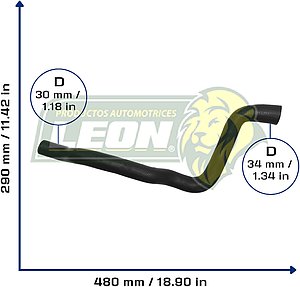 MANGUERA RAD. INF. VW EUROVAN L5 2.5L 01-05 (S/AA, CARROCERIA LARGA) (7D0121049AQ) Ø: 30 mmx35 mm, L: 250x570 mm