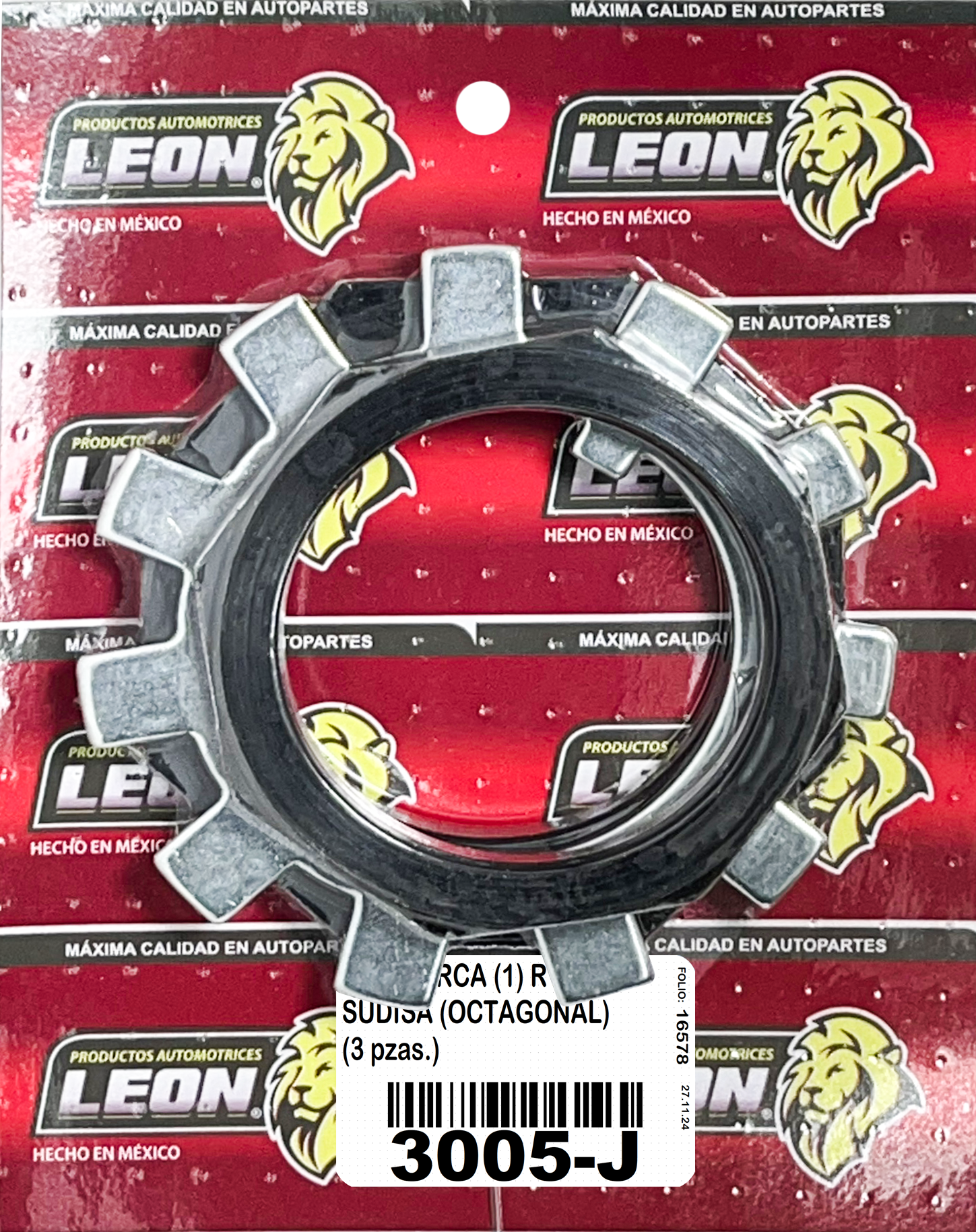 KIT TUERCA (1) R.T. EJE SUDISA NAC. Y USA. CARGA REMOLQUE 2” 5/8-16H (OCTAGONAL) (JRT1000) (3 pzas.)