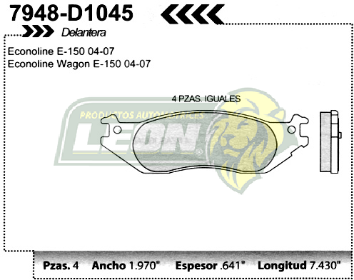BALATA F.D. R.D. FORD ECONOLINE E-150, E-250 03-07