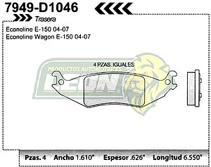 BALATA F.D. R.T. FORD E-150, E-250 ECONOLINE 03-06