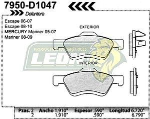 BALATA F.D. R.D. FORD ESCAPE 05-09, MAZDA TRIBUTE 05-09, LINCOLN MARINER 05-09