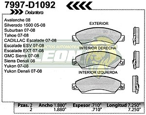 BALATA F.D. R.D. G.M. SILVERADO 05-08