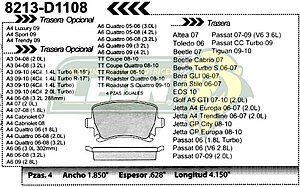 BALATA F.D. R.T. VW BORA 05-09, SEAT LEON 07-