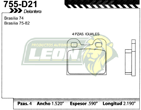BALATA F.D. R.D. VW BRASILIA 71-83, SEDAN 95-96