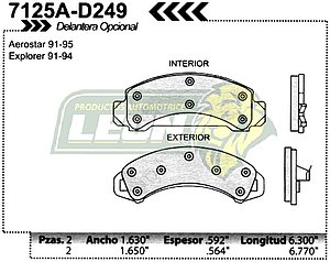 BALATA F.D. R.D. FORD RANGER 87-93, AEROSTAR 93-97, EXPLORER 91-97 =7125-D205