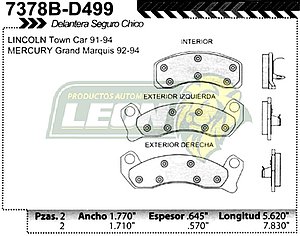 BALATA F.D. R.D. FORD GRAND MARQUIS 92-94, LINCOLN TOWN CAR 91-94