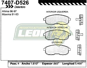 BALATA F.D. R.D. NISSAN ALTIMA 93-97, MAXIMA 91-94