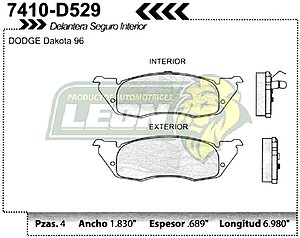BALATA F.D. R.D. CHRYSLER DAKOTA 91-96 AMERICANA Y NACIONAL