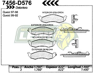 BALATA F.D. NISSAN QUEST 93-02, MERCURY VILLAGER, FORD AEROSTAR 92-98