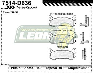 BALATA F.D. R.T. FORD ESCORT 96-01, MAZDA 94-96 c/SEGURO AVISO =7514-D663