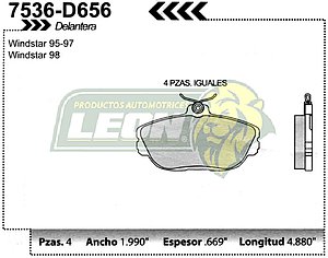 BALATA F.D. R.D. FORD WINDSTAR 95-00, SABLE