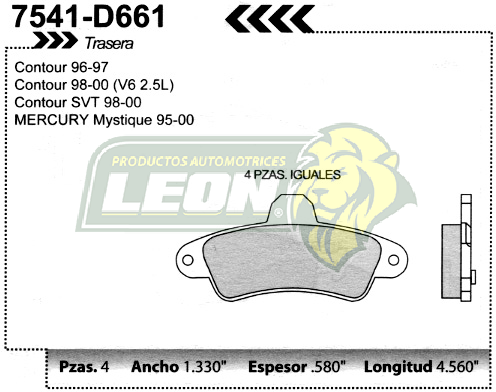 BALATA F.D. R.T. FORD MYSTIQUE, CONTOUR 95-00