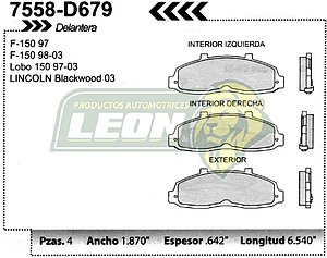 BALATA F.D. R.D. FORD F-150 97-04, LOBO 97-03, LINCOLN PK-UP BLACKWOOD 03