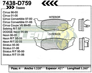 BALATA F.D. R.T. DODGE NEON 98-05