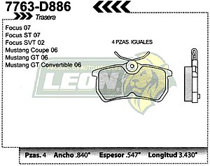BALATA F.D. R.T. FORD FOCUS SVT 01-04, MUSTANG GT 06-08