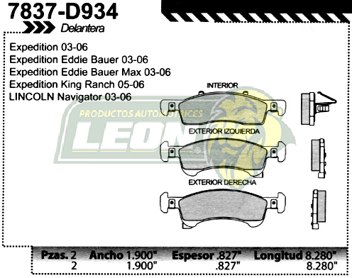 BALATA F.D. R.D. FORD EXPEDITION 03-04, TOWN CAR 93-06, NAVIGATOR 03-04