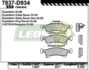 BALATA F.D. R.D. FORD EXPEDITION 03-04, TOWN CAR 93-06, NAVIGATOR 03-04