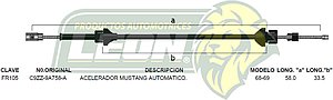 CHICOTE ACEL. MUSTANG AUT. 68-69