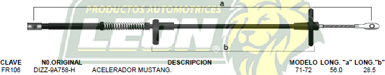 CHICOTE ACEL. MUSTANG 71-72