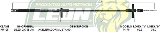 CHICOTE ACEL. MUSTANG 74-76