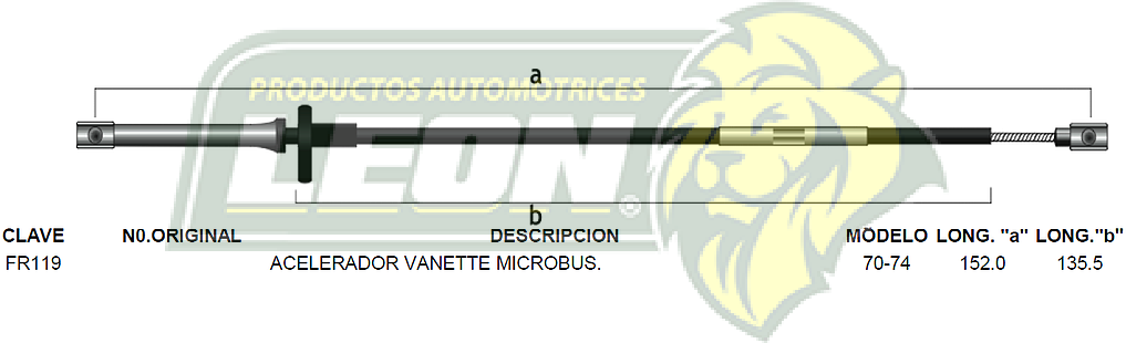 CHICOTE ACEL. VANETTE MICROBUS 70-74