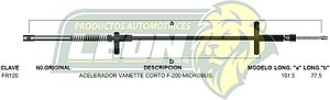 CHICOTE ACEL. VANETTE CORTO F-200 MICROBUS