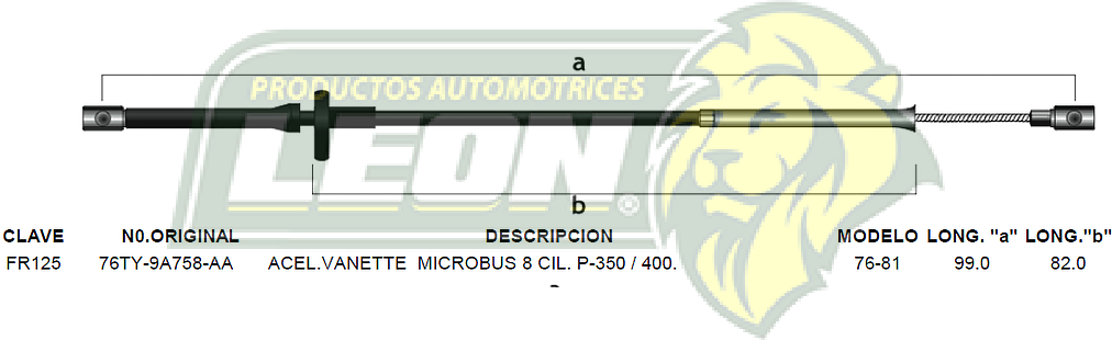 CHICOTE ACEL.VANETTE MICROBUS 8C. P-350, 400 76-81