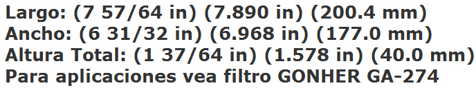 FILTRO AIRE FORD TOPAZ, GHIA, TEMPO, MUSTANG 2.3L F.I.