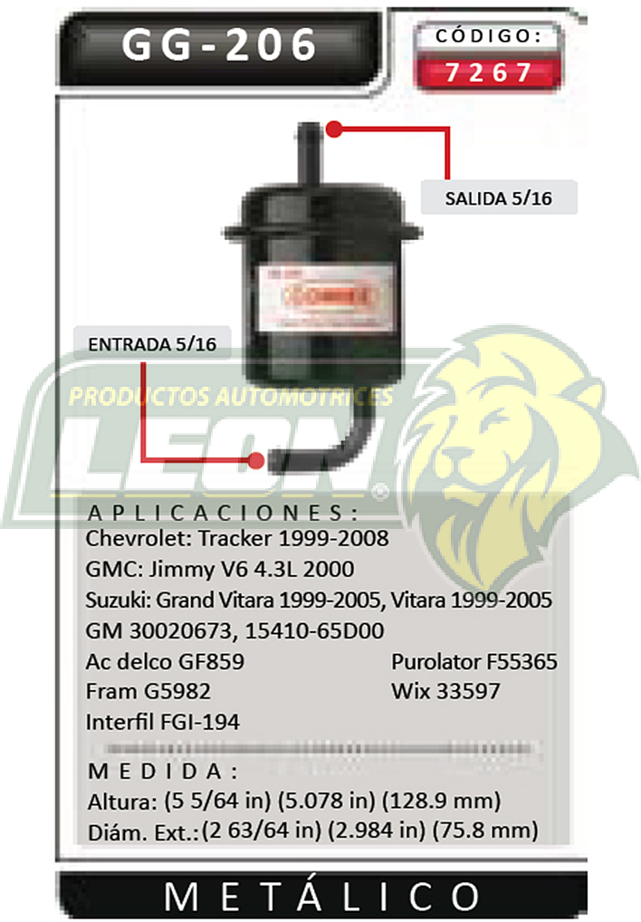FILTRO GASOLINA G.M. TRACKER