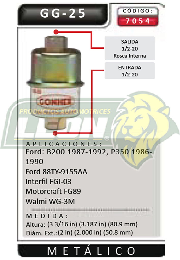 FILTRO GASOLINA FORD PK-UP METALICO